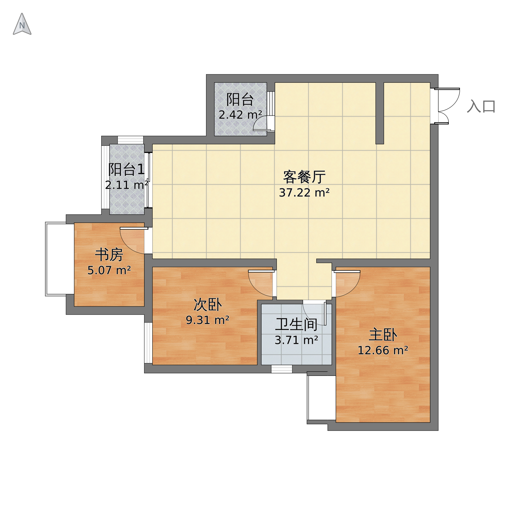 三室一厅室内简装图图片