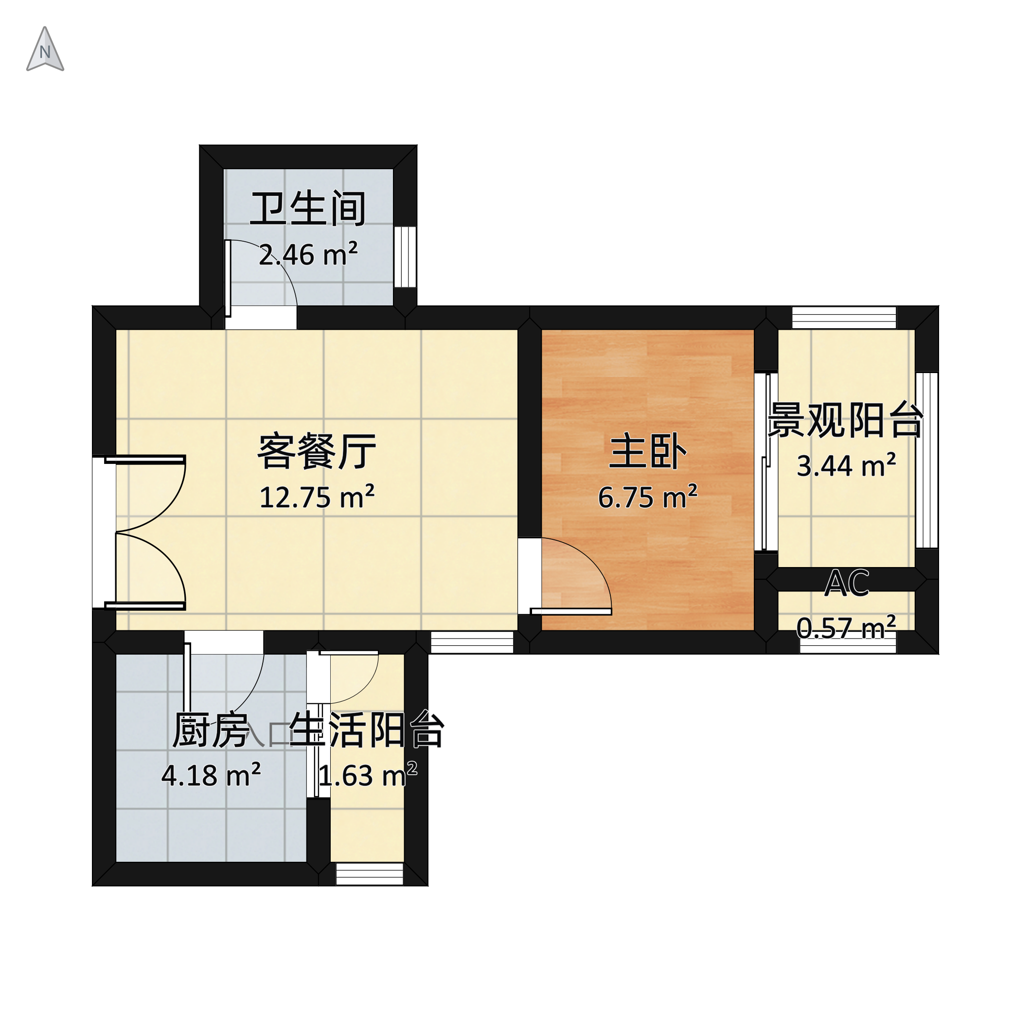 康德国会山1室1厅1卫 35m