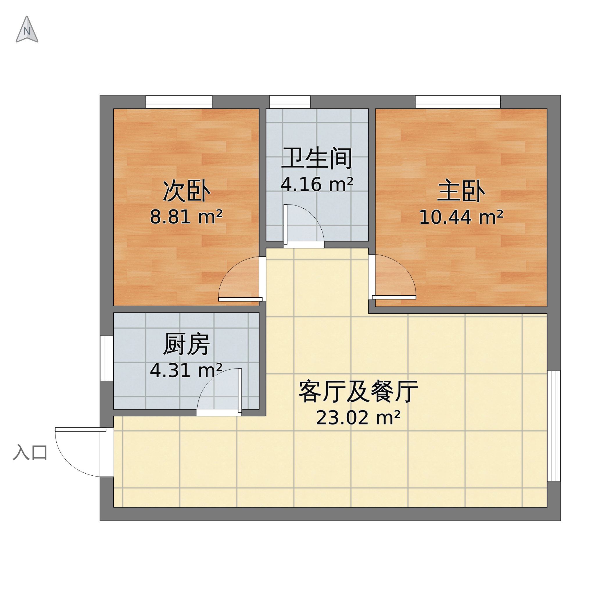 地中海风格两室一厅装修设计图