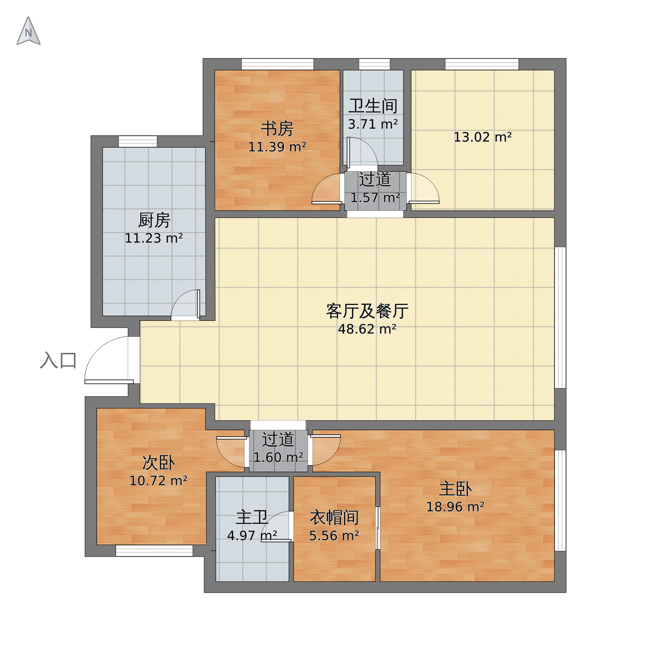 4房2厅2卫户型图高清图片