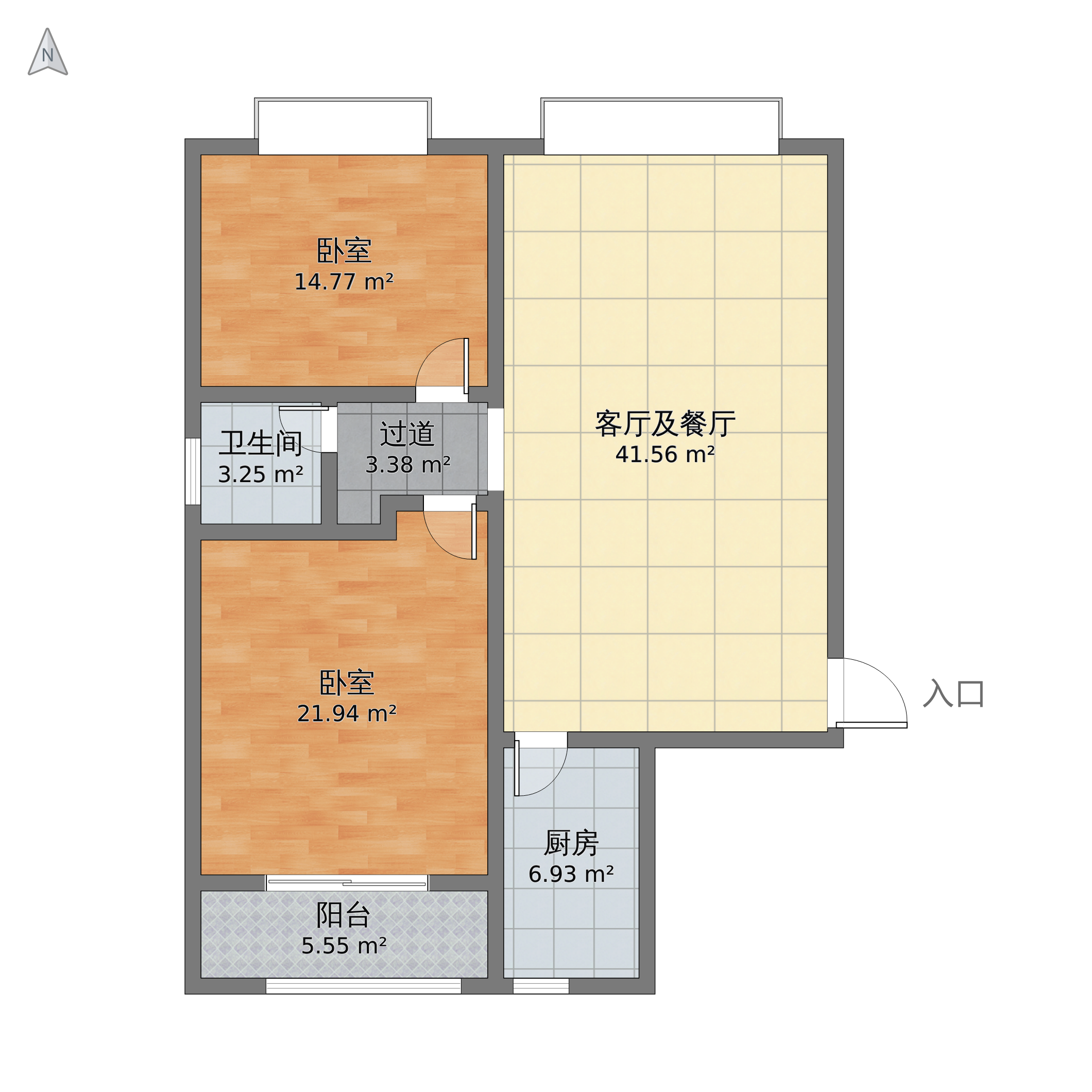 山东省临沂市河东区 冠亚星城2室2厅1卫 135m05-v2户型图 小区