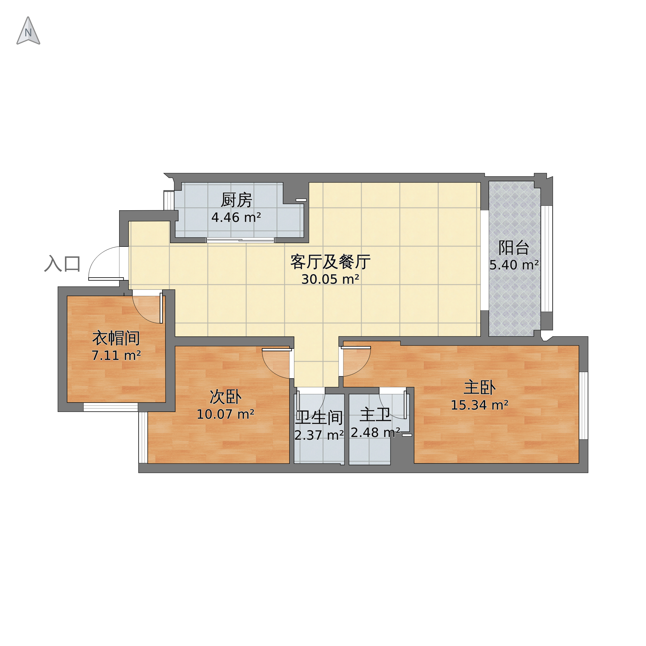 作品介紹: 本作品是對3室2廳2衛戶型設計的nordic風格裝修效果圖,戶型