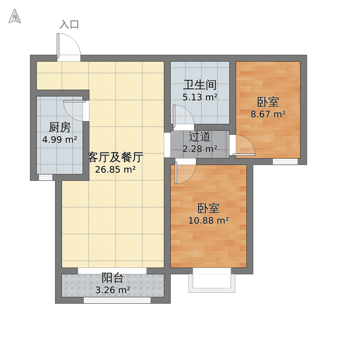 其它风格两室两厅装修设计图