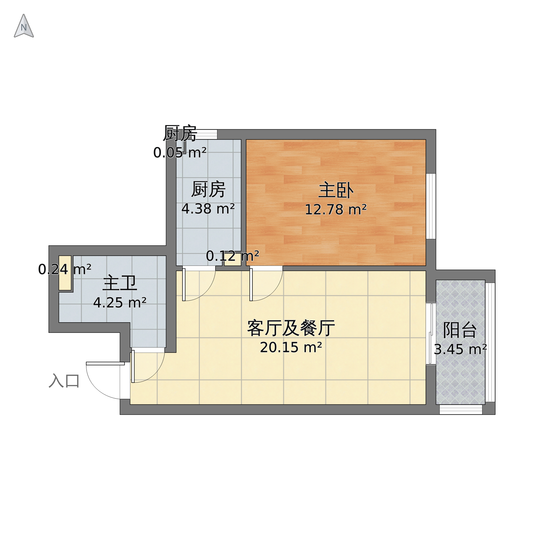 45平方一室一厅设计图图片