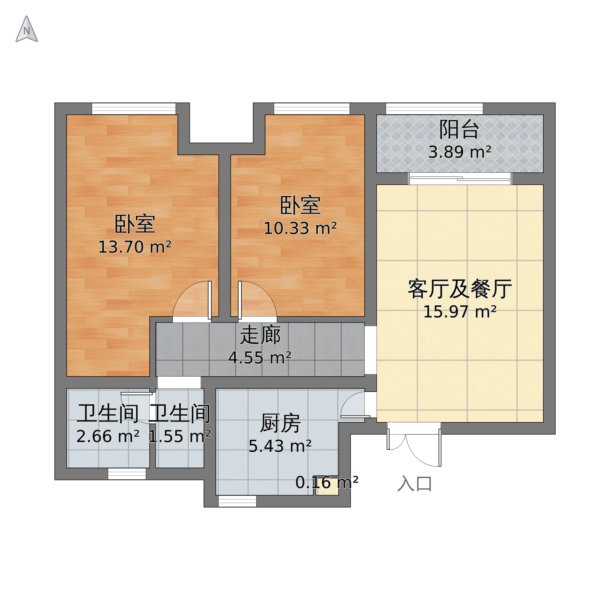 河南省郑州市郑东新区海珀兰轩89平方米两室两厅一卫