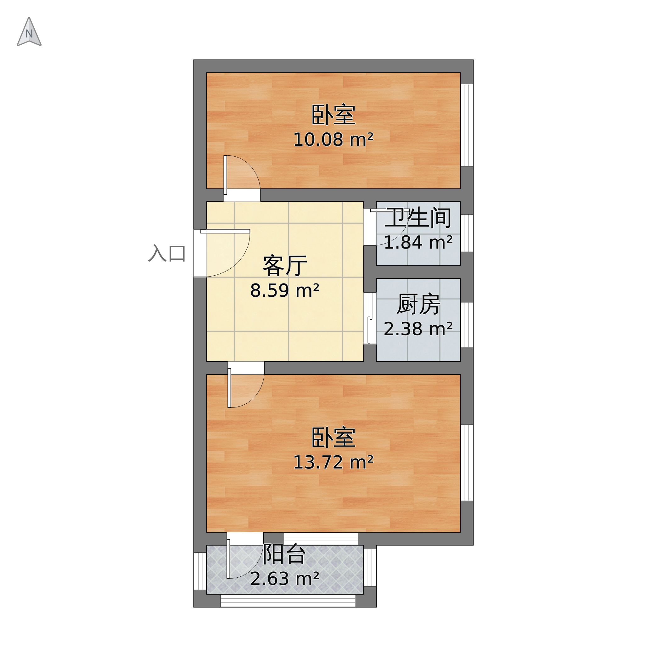 北京市朝阳区 甘露园南里二区2室1厅1卫 63m05