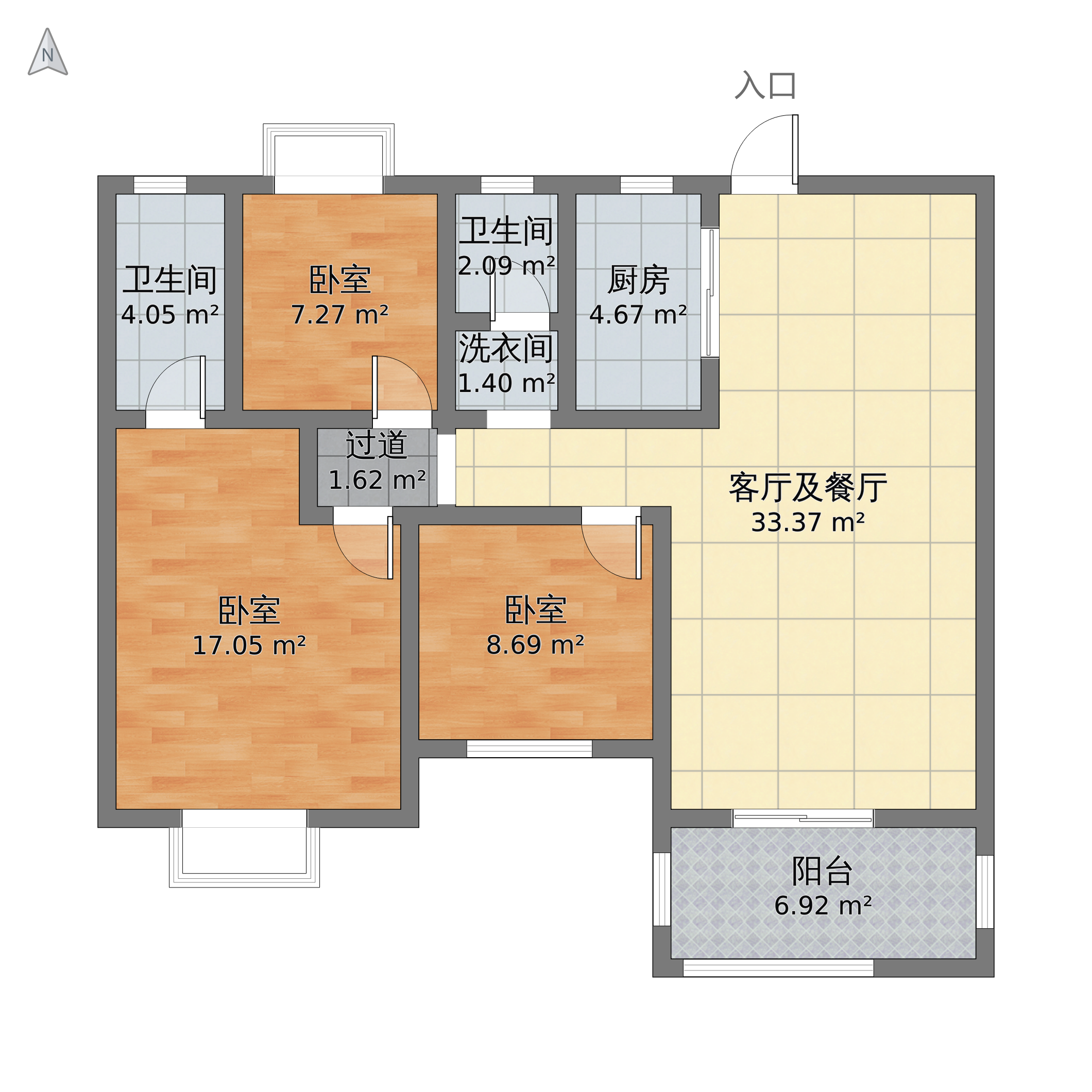 山水一城3室2廳2衛 116m