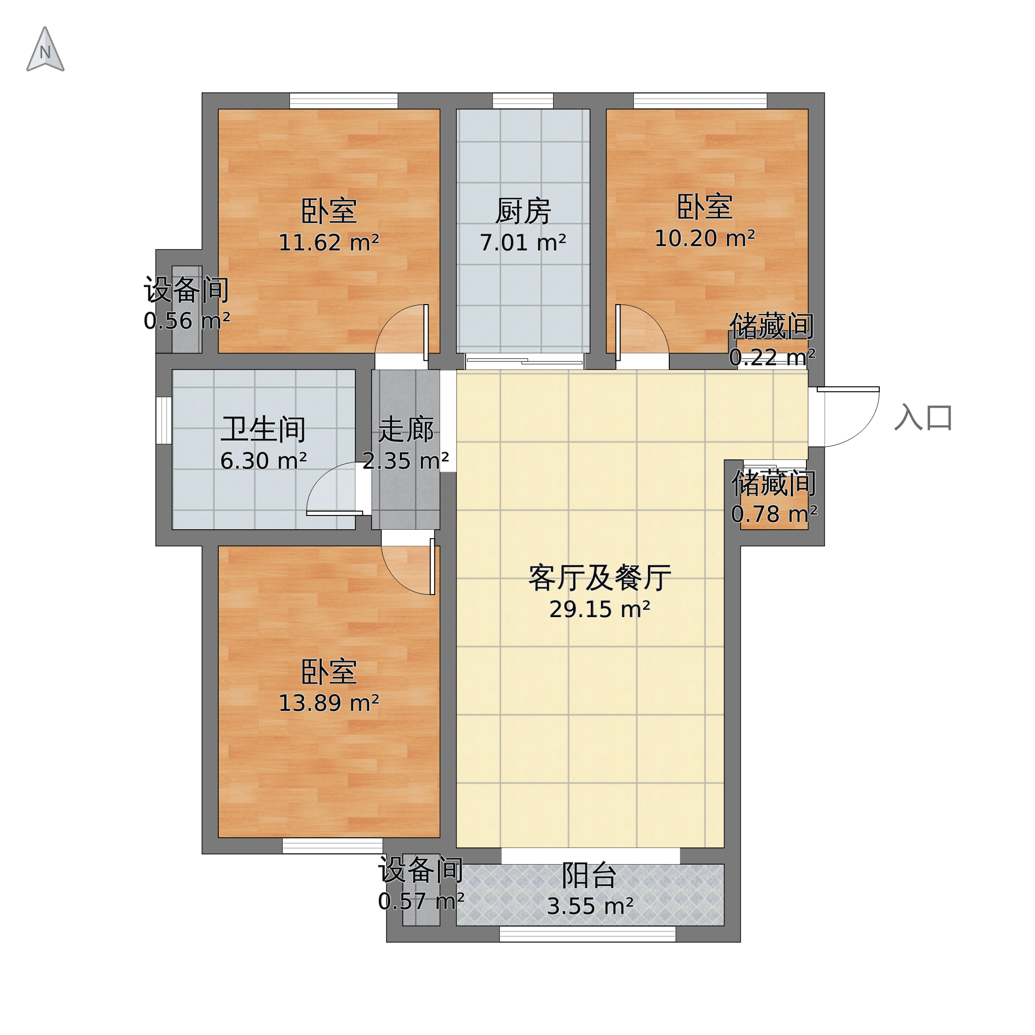 河北省秦皇岛市海港区 南岭国际3室2厅1卫 102m05-v2户型图 - 小区