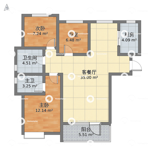 恒盛郡府120.50户型图