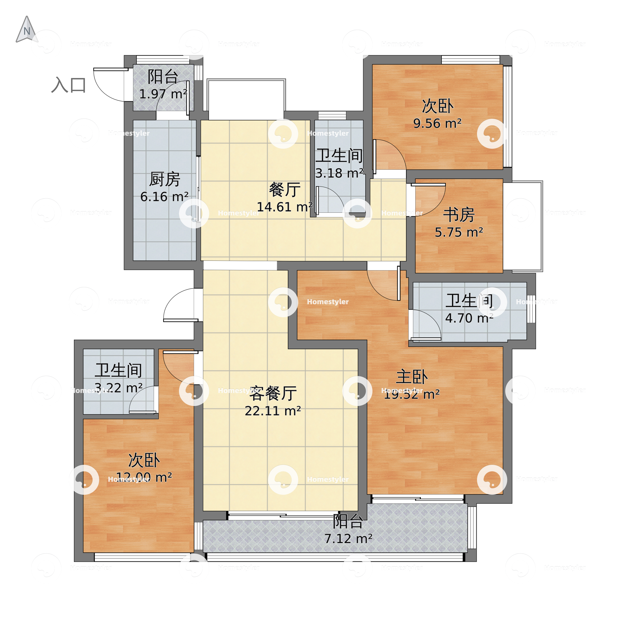 璞丽东方4室2厅3卫 138m