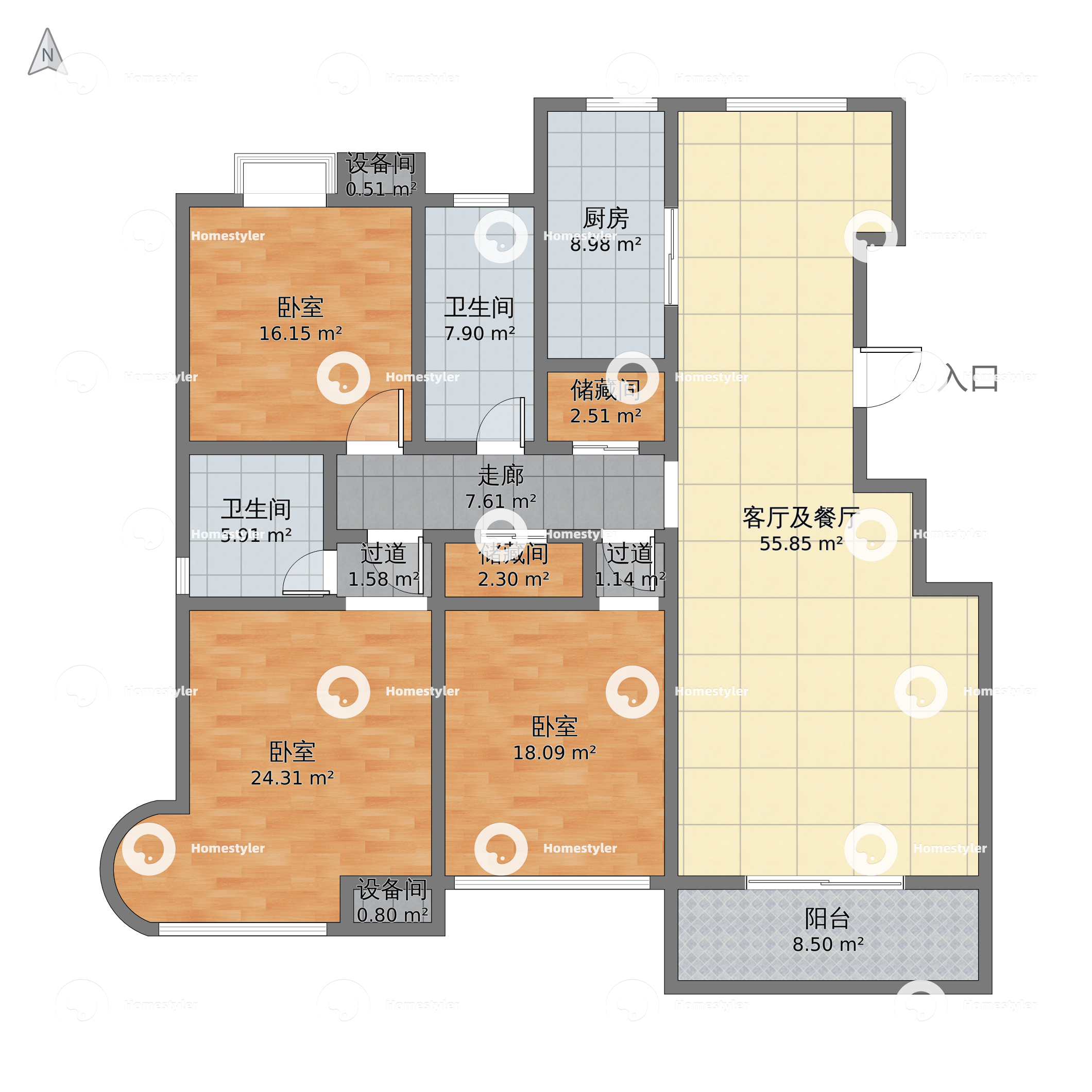 顺义金宝城-136平米公寓欧式风格-谷居家居装修设计效果图
