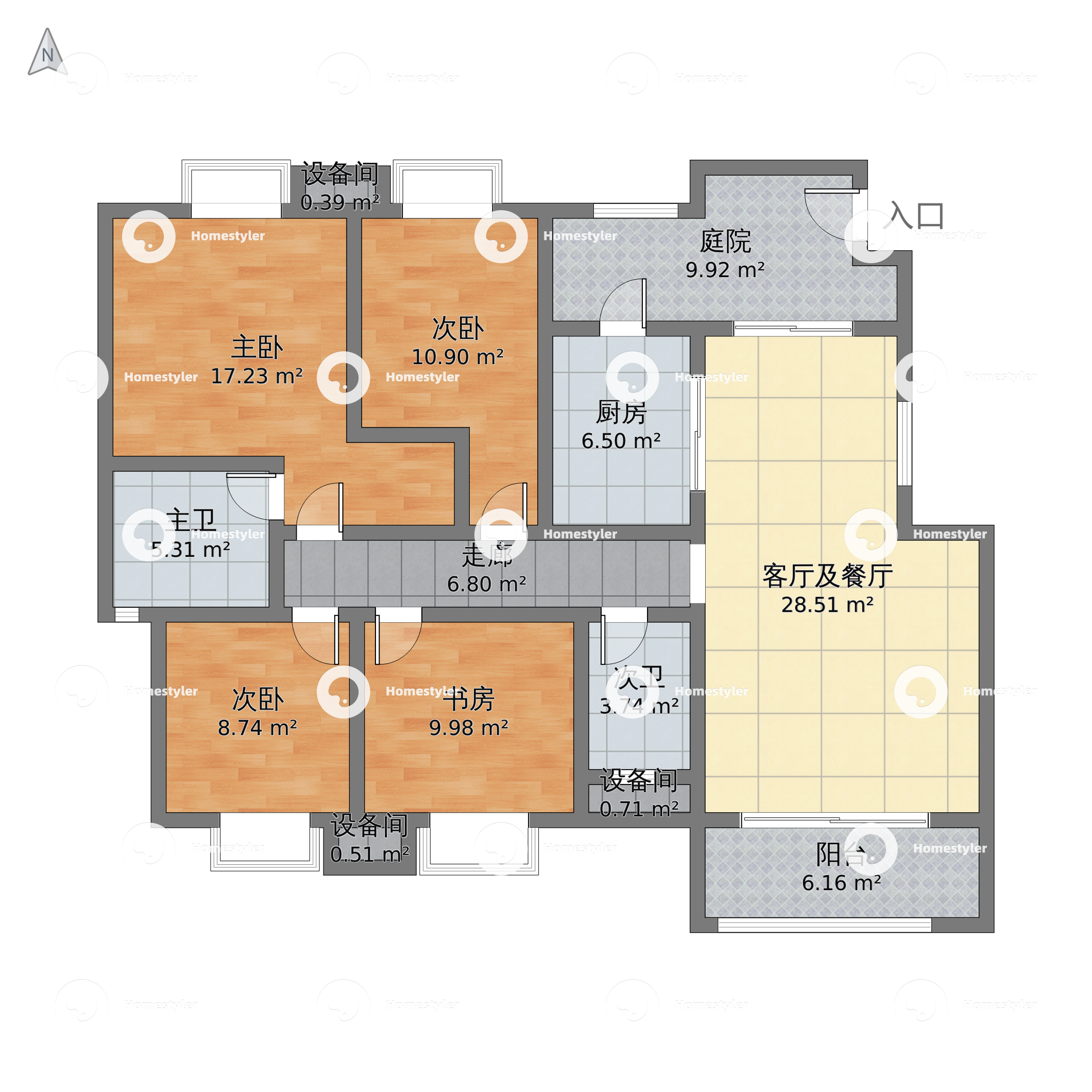 北京市丰台区 世华水岸5室2厅3卫 167m²-v2户型图 - 小区户型图 -躺平设计家