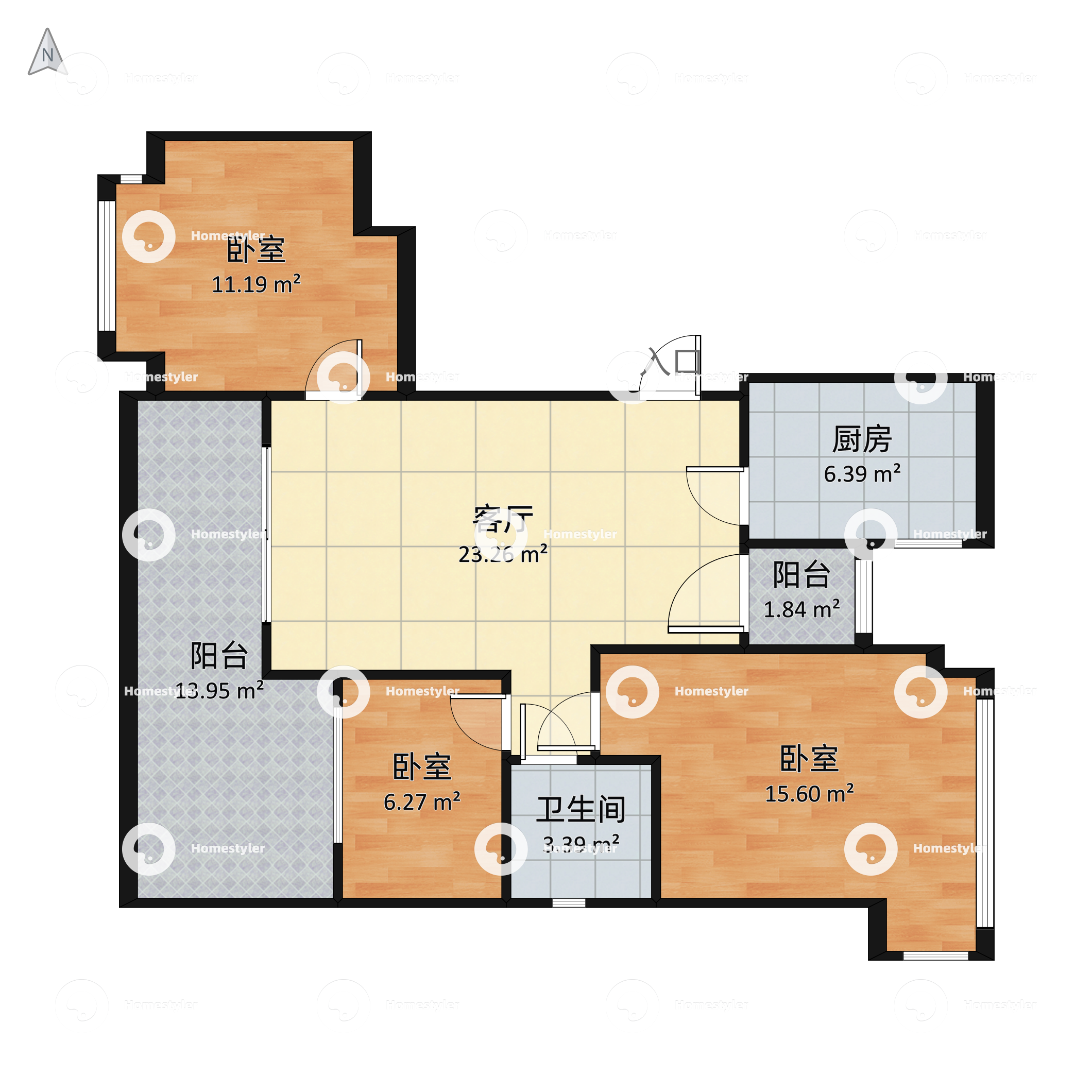 130平 两居室户型方案 CAD+PSD 神无月！-室内设计-拓者设计吧